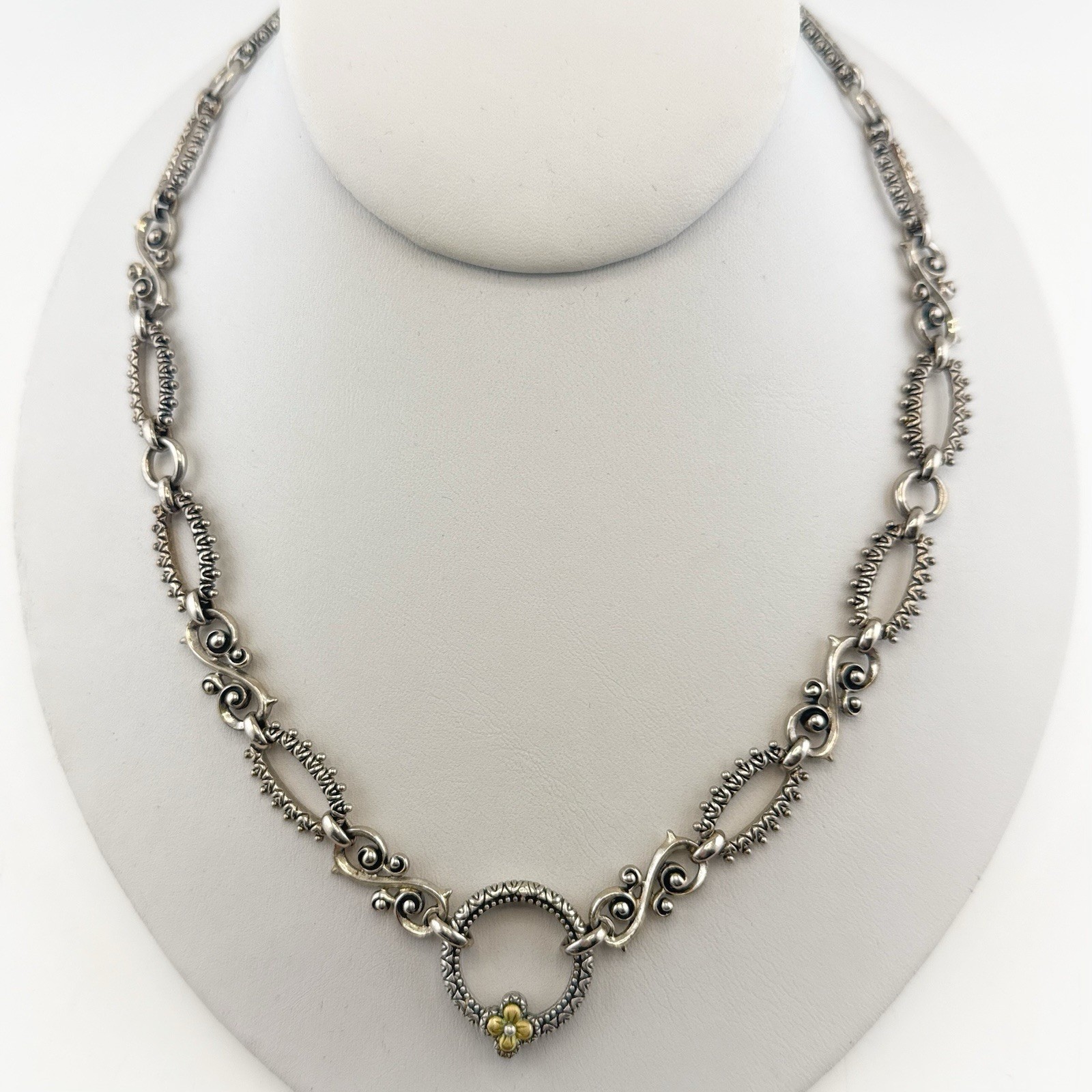 Barbara Bixby Necklace 18K Gold Sterling Silver Connector Ornate Chain Link 50g